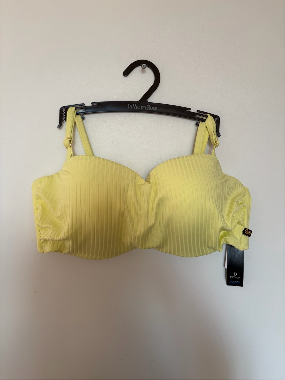 NWT La Vie en Rose yellow ribbed bandeau bikini - SIZE: D Medium or D Small